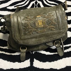 The SAK Boho Studded Moss Green Fold-over Crossbody Bag
